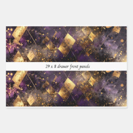 Decoupage Drawer Panel Diamond Motifs Purple Gold  ラッピングペーパーシート