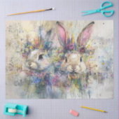 Decoupage Easter Bunnies Art Abstract Panel  薄葉紙 (クラフト)