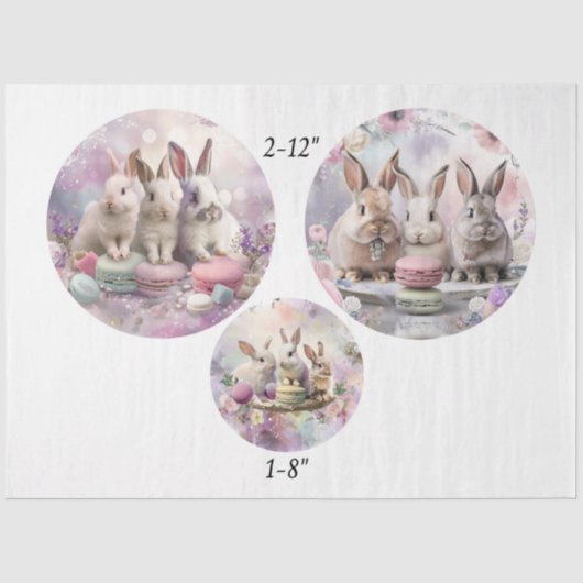 Decoupage Easter Bunnies Macaroon 12" Rounds  薄葉紙 (正面)