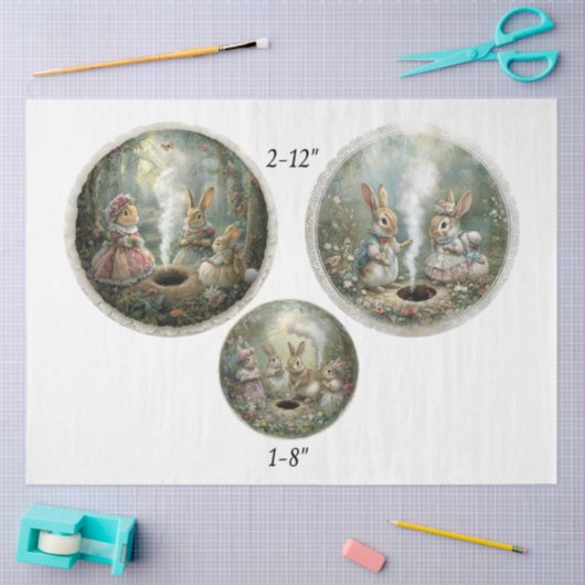 Decoupage Easter Storybook Forest 12" & 8" Circles 薄葉紙 (クラフト)