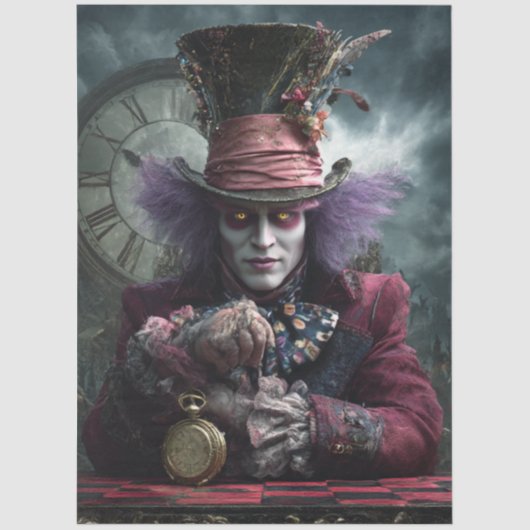 Decoupage Eccentric Timekeeper Fantasy Portrait  薄葉紙 (正面)