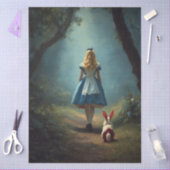Decoupage Enchanted Forest Girl and White Rabbit  薄葉紙 (クラフト)