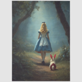 Decoupage Enchanted Forest Girl and White Rabbit  薄葉紙