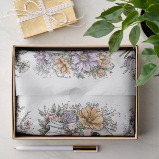 Decoupage Fall Floral Ghosts - Multiple sizes 薄葉紙 (ギフト)