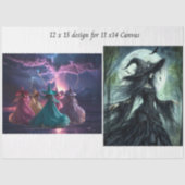 Decoupage Fantasy Dancing Witches 11x14 Canvas 薄葉紙 (正面)