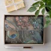 Decoupage Fantasy Peacock Woman Teals Feathers 薄葉紙 (ギフト)