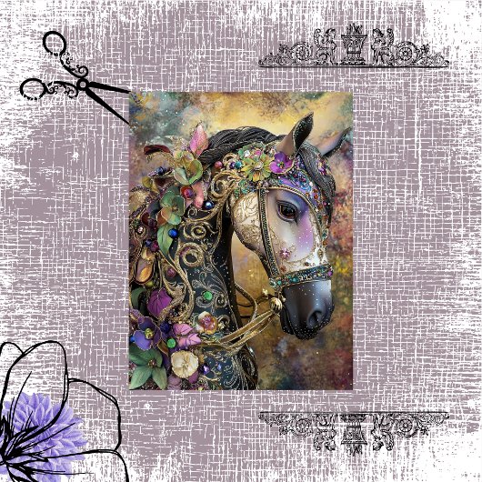 Decoupage Fantasy Royal Mane Horse Portrait 薄葉紙