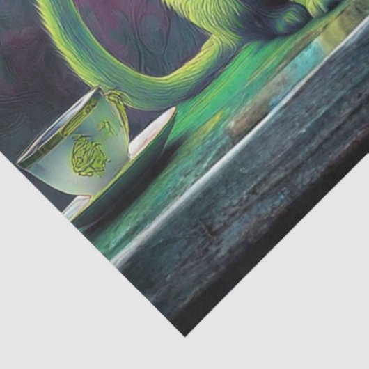 Decoupage Fantasy Tea Party Alice Wonderland Cat 薄葉紙 (詳細)