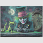 Decoupage Fantasy Tea Party Alice Wonderland Cat 薄葉紙 (正面)