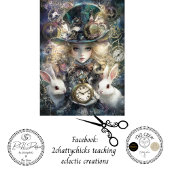 Decoupage Fantasy Timekeeper Girl and White Rabbit 薄葉紙