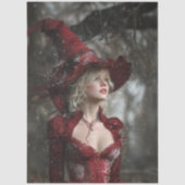 Decoupage Fantasy Witch Dressed in Red Winter  薄葉紙 (正面)