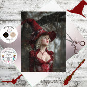Decoupage Fantasy Witch Dressed in Red Winter  薄葉紙