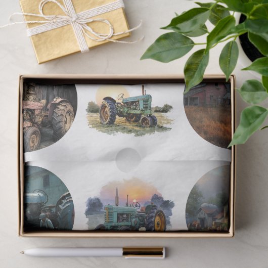 Decoupage Farm Life 4" Coaster Set Rustic  薄葉紙 (ギフト)