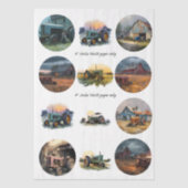 Decoupage Farm Life 4" Coaster Set Rustic  薄葉紙 (正面)