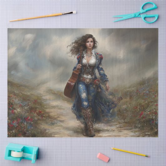 Decoupage Fields of Melody Country Singer  薄葉紙 (クラフト)