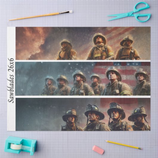 Decoupage Firefighter Tribute Handsaws  薄葉紙 (クラフト)