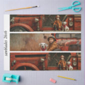Decoupage Firefighter Truck Kid Dalmatian Handsaw 薄葉紙 (クラフト)