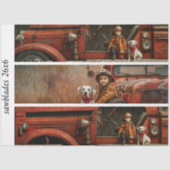 Decoupage Firefighter Truck Kid Dalmatian Handsaw 薄葉紙 (正面)