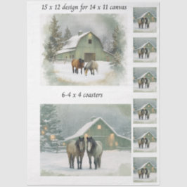 Decoupage Fits 11x14 Canvas Winter Horse Scene  薄葉紙