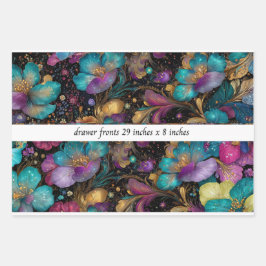 Decoupage Floral Drawer Front 29x8 Purple Gold ラッピングペーパーシート