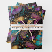 Decoupage Floral Drawer Front 29x8 Purple Gold ラッピングペーパーシート (インサイチュ)