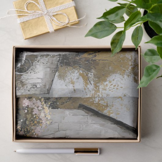 Decoupage Floral Wagon and White Barn  薄葉紙 (ギフト)