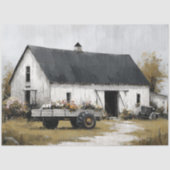 Decoupage Floral Wagon and White Barn  薄葉紙 (正面)