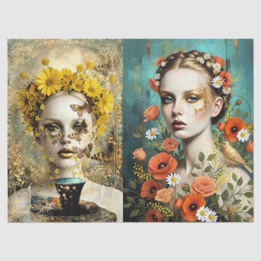 Decoupage Floral Woman 薄葉紙 (正面)