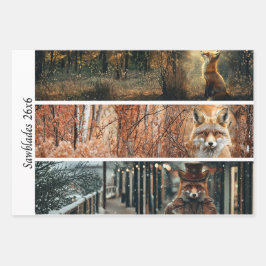 Decoupage Fox Forest Scenes Handsaw Panels  ラッピングペーパーシート