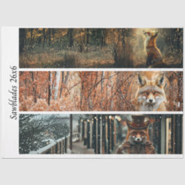 Decoupage Fox Forest Scenes Handsaw Panels  薄葉紙