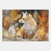 Decoupage Fox with Autumn Leaves Art Nouveau ラッピングペーパーシート (正面2)