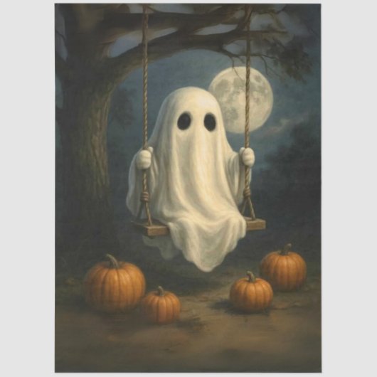 Decoupage Ghostly Magic Swinging In Moon  薄葉紙 (正面)