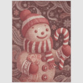 Decoupage Gingerbread Snowman Candy Cane Scene 薄葉紙 (正面)