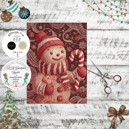Decoupage Gingerbread Snowman Candy Cane Scene 薄葉紙