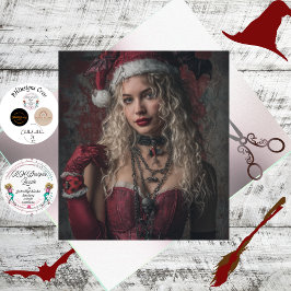 Decoupage Gothic Christmas Good Witch in Red 薄葉紙