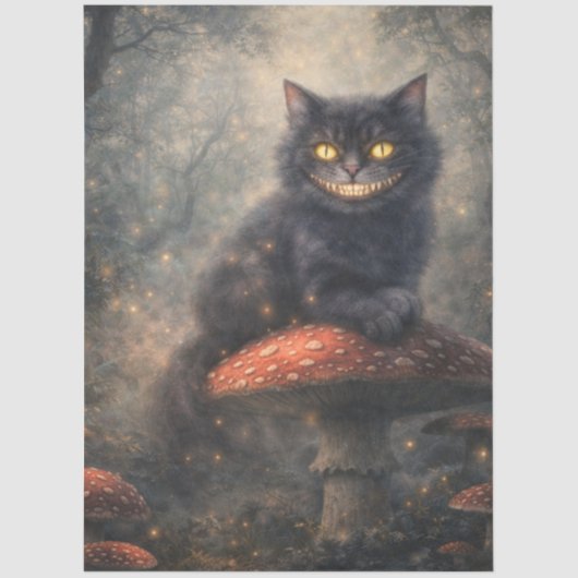 Decoupage Gothic Enchanted Forest Inspired Cat  薄葉紙 (正面)