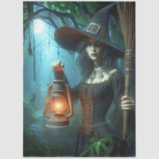 Decoupage Gothic Forest Witch Fantasy Art 薄葉紙 (正面)
