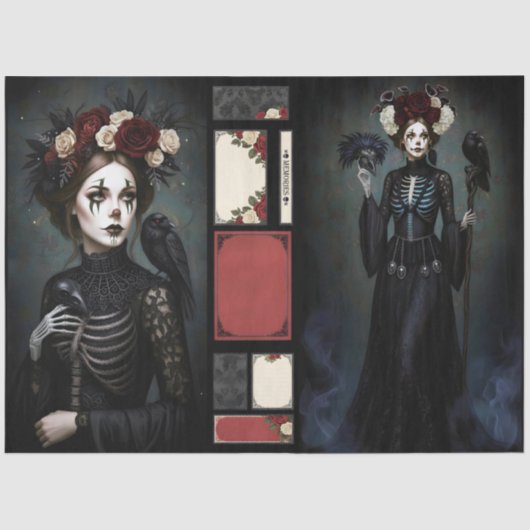 Decoupage Gothic Rose Queen – Dark Romantic Art 薄葉紙 (正面)