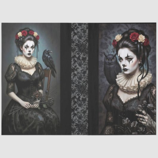 Decoupage Gothic Rose Queen – Dark Romantic Art  薄葉紙 (正面)