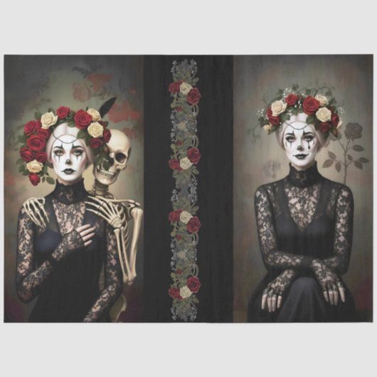 Decoupage Gothic Rose Queen – Dark Romantic Art  薄葉紙 (正面)