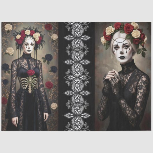Decoupage Gothic Rose Queen – Dark Romantic Art 薄葉紙 (正面)