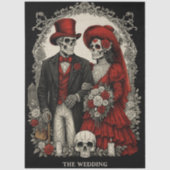 Decoupage Gothic Skeleton Wedding In Red Black  薄葉紙 (正面)