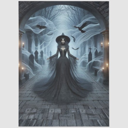 Decoupage Gothic Witch Graveyard Fantasy  薄葉紙 (正面)