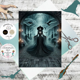 Decoupage Gothic Witch Graveyard Fantasy  薄葉紙