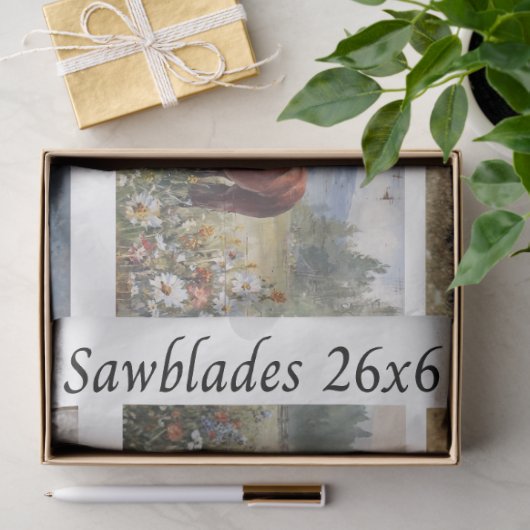 Decoupage Handsaw Design Cowboy, Red Barn, Horses 薄葉紙 (ギフト)