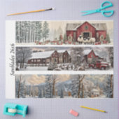 Decoupage Handsaw Papers Red Barn, Church, Truck  薄葉紙 (クラフト)