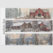 Decoupage Handsaw Papers Red Barn, Church, Truck  薄葉紙 (正面)