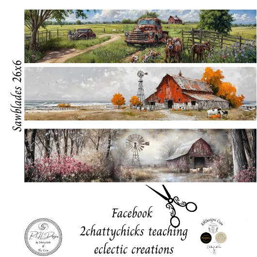 Decoupage Handsaw Rustic Barn, Vintage Truck 薄葉紙