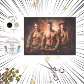 Decoupage Heroic Firefighters Dramatic Fire Scene 薄葉紙