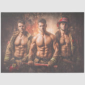 Decoupage Heroic Firefighters Dramatic Fire Scene 薄葉紙 (正面)